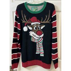 Ugly Christmas Sweater Men's MED Rudolph Reindeer Pooping Candy EUC **NICE**
